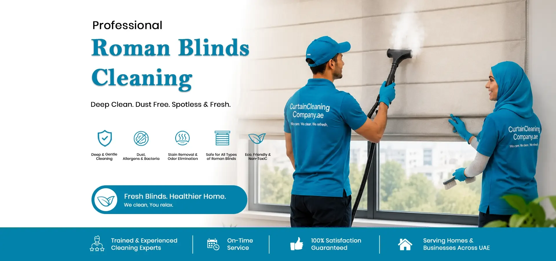 Roman Blinds Cleaning Desktop Banner